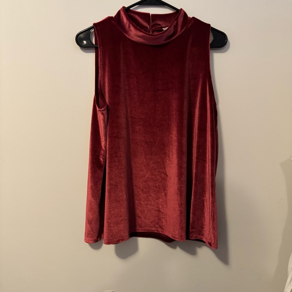 LOFT NWT Velvet Sleeveless swing Top in Deep Red medium
